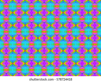 Seamless pattern tile with mandalas. Vintage decorative elements. Hand drawn background. Islam, Arabic, Indian motifs. Perfect for printing on fabric or paper. Neon rainbow kaleidoscope vector.Tie dye