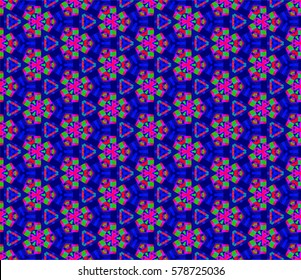 Seamless pattern tile with mandalas. Vintage decorative elements. Hand drawn background. Islam, Arabic, Indian motifs. Perfect for printing on fabric or paper. Neon rainbow kaleidoscope vector.Tie dye