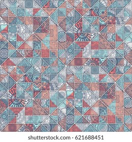 Seamless pattern tile with mandalas. Vintage decorative elements. Hand drawn background. Islam, Arabic, Indian, ottoman motifs. Perfect for printing on fabric or paper.