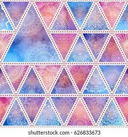 Seamless pattern tile with mandalas. Vintage decorative elements. Hand drawn background. Islam, Arabic, Indian, ottoman motifs. Perfect for printing on fabric or paper.