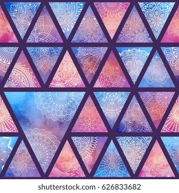 Seamless pattern tile with mandalas. Vintage decorative elements. Hand drawn background. Islam, Arabic, Indian, ottoman motifs. Perfect for printing on fabric or paper.