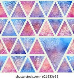 Seamless pattern tile with mandalas. Vintage decorative elements. Hand drawn background. Islam, Arabic, Indian, ottoman motifs. Perfect for printing on fabric or paper.