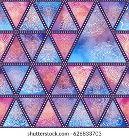 Seamless pattern tile with mandalas. Vintage decorative elements. Hand drawn background. Islam, Arabic, Indian, ottoman motifs. Perfect for printing on fabric or paper.