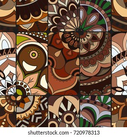 Seamless pattern tile with mandalas. Vintage decorative elements. Hand drawn background. Islam, Arabic, Indian, ottoman motifs. Perfect for printing on fabric or paper.