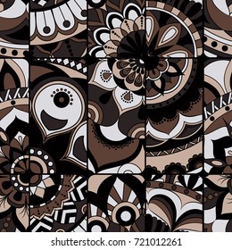 Seamless pattern tile with mandalas. Vintage decorative elements. Hand drawn background. Islam, Arabic, Indian, ottoman motifs. Perfect for printing on fabric or paper.