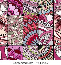 Seamless pattern tile with mandalas. Vintage decorative elements. Hand drawn background. Islam, Arabic, Indian, ottoman motifs. Perfect for printing on fabric or paper.