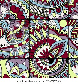 Seamless pattern tile with mandalas. Vintage decorative elements. Hand drawn background. Islam, Arabic, Indian, ottoman motifs. Perfect for printing on fabric or paper.