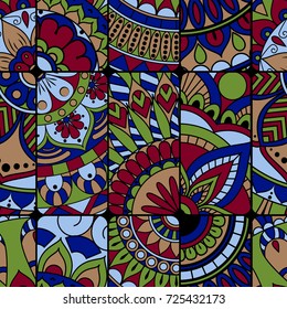 Seamless pattern tile with mandalas. Vintage decorative elements. Hand drawn background. Islam, Arabic, Indian, ottoman motifs. Perfect for printing on fabric or paper.