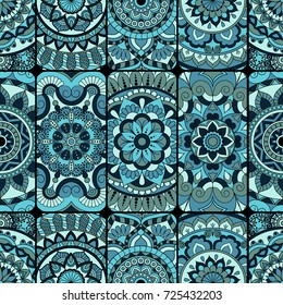 Seamless pattern tile with mandalas. Vintage decorative elements. Hand drawn background. Islam, Arabic, Indian, ottoman motifs. Perfect for printing on fabric or paper.