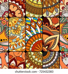 Seamless pattern tile with mandalas. Vintage decorative elements. Hand drawn background. Islam, Arabic, Indian, ottoman motifs. Perfect for printing on fabric or paper.
