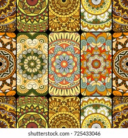 Seamless pattern tile with mandalas. Vintage decorative elements. Hand drawn background. Islam, Arabic, Indian, ottoman motifs. Perfect for printing on fabric or paper.