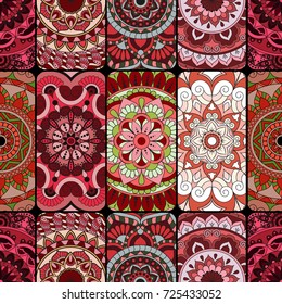 Seamless pattern tile with mandalas. Vintage decorative elements. Hand drawn background. Islam, Arabic, Indian, ottoman motifs. Perfect for printing on fabric or paper.