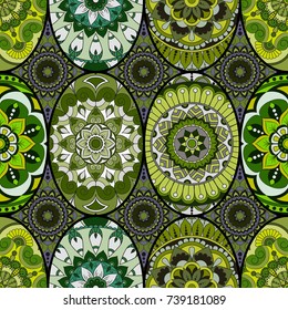 Seamless pattern tile with mandalas. Vintage decorative elements. Hand drawn background. Islam, Arabic, Indian, ottoman motifs. Perfect for printing on fabric or paper.