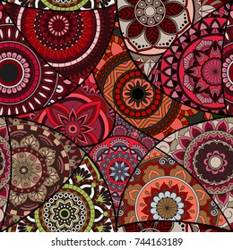 Seamless pattern tile with mandalas. Vintage decorative elements. Hand drawn background. Islam, Arabic, Indian, ottoman motifs. Perfect for printing on fabric or paper.