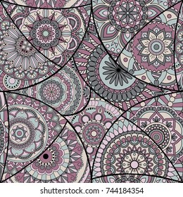 Seamless pattern tile with mandalas. Vintage decorative elements. Hand drawn background. Islam, Arabic, Indian, ottoman motifs. Perfect for printing on fabric or paper.