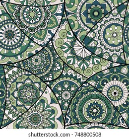 Seamless pattern tile with mandalas. Vintage decorative elements. Hand drawn background. Islam, Arabic, Indian, ottoman motifs. Perfect for printing on fabric or paper.