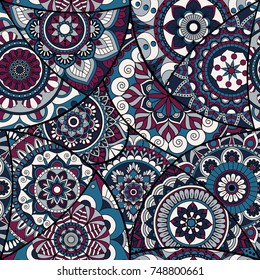Seamless pattern tile with mandalas. Vintage decorative elements. Hand drawn background. Islam, Arabic, Indian, ottoman motifs. Perfect for printing on fabric or paper.