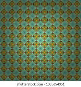 Seamless pattern tile. Perfect for printing on fabric or paper. Islam, Arabic, Indian, ottoman motifs. Vintage vector decorative elements in yellow, green and beige tones.