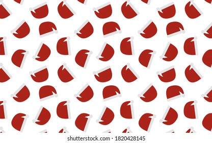 Baldosa de patrón sin foco con sombrero de santa claus. Resumen. Antecedentes. Vector.