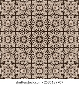 Seamless pattern tile with Victorian motives. Ceramic tile in talavera style. Ornamental Brown patterns