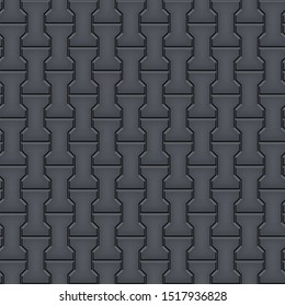 Seamless pattern of tiled cobblestone pavers. Geometric mosaic street tiles. Black gray color. Dumble paver block of paving slabs. Editable Vector Illustration