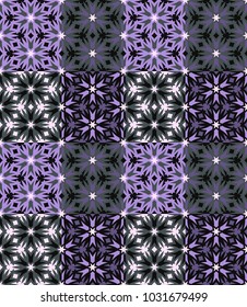 Seamless pattern tiled ornament. Floral textile print. Islamic vector design. Oriental background with abstract flowers. Hexagonal patchwork swatch. Stained glass vitrage.