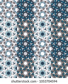 Seamless pattern tiled ornament. Floral textile print. Islamic vector design. Oriental background with abstract flowers. Hexagonal patchwork swatch. Stained glass vitrage.
