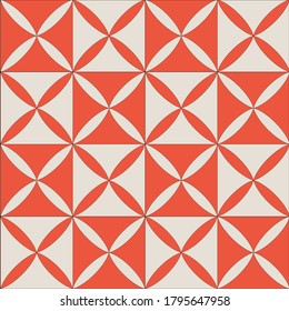Seamless pattern of tiles with abstract design alternating colors beige and orange