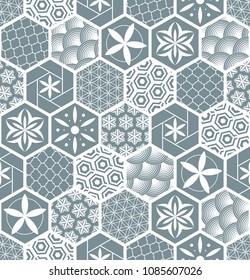 Seamless pattern for tiles in the bathroom. Drawing for home textiles. Pattern made of hexagons.