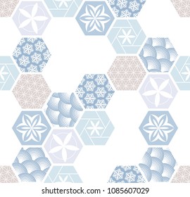 Seamless pattern for tiles in the bathroom. Drawing for home textiles. Pattern made of hexagons.