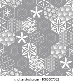 Seamless pattern for tiles in the bathroom. Drawing for home textiles. Pattern made of hexagons.