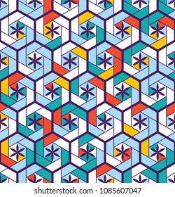 Seamless pattern for tiles in the bathroom. Drawing for home textiles. Pattern made of hexagons.