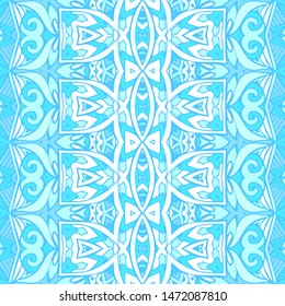 Seamless pattern for tiles and fabric. Abstract geometric vintage blue winter seamless pattern ornamental.