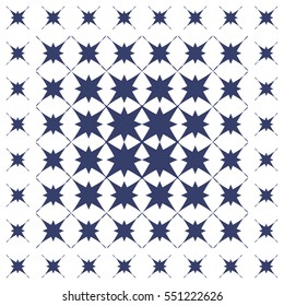 Seamless pattern tiles. Monochrome geometrical composition on a white background executed in azulejos style. excellent for printing on ceramic tiles