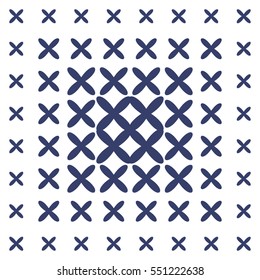 Seamless pattern tiles. Monochrome geometrical composition on a white background executed in azulejos style. excellent for printing on ceramic tiles