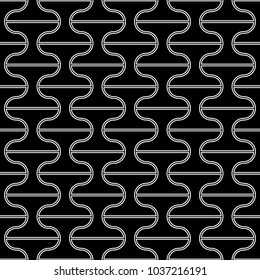 Seamless pattern with tiles ornament. Oriental ornamentation with repeated dumbbells shapes. Window tracery wallpaper. Grid motif background. Digital paper, textile print, web design. Vector art image