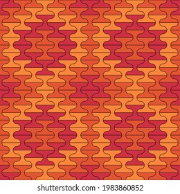 Seamless pattern. Tiles ornament. Oriental ornamentation. Repeated dumbbells shapes. Tile wallpaper. Mosaic motif. Abstract background. Ethnical design. Textile print. Geometrical image