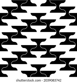 Seamless pattern with tiles ornament. Oriental ornamentation. Repeated dumbbells shapes. Tile wallpaper. Mosaic motif. Abstract background. Digital paper, textile print, web design. Vector work.