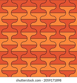 Seamless pattern. Tiles ornament. Oriental ornamentation. Repeated dumbbells shapes. Tile wallpaper. Mosaic motif. Abstract background. Ethnic digital paper. Textile print, geometric illustration