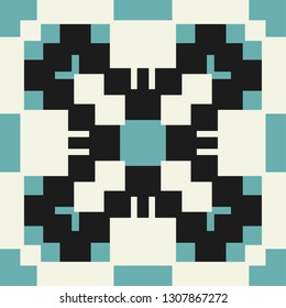 Seamless pattern of tiles. Vintage decorative design elements. Islam, Arabic, Indian, ottoman handdrawn motifs. Perfect for printing on fabric or paper. Brown and blue colors