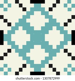 Seamless pattern of tiles. Vintage decorative design elements. Islam, Arabic, Indian, ottoman handdrawn motifs. Perfect for printing on fabric or paper. Brown and blue colors