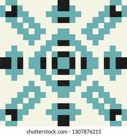 Seamless pattern of tiles. Vintage decorative design elements. Islam, Arabic, Indian, ottoman handdrawn motifs. Perfect for printing on fabric or paper. Brown and blue colors