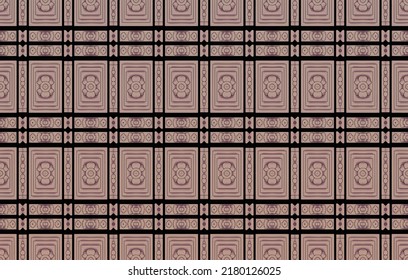 Seamless pattern of tiles. Vintage decorative design elements. Islam, Arabic, Indian, and ottoman hand-drawn motifs. Perfect for printing on fabric or paper. Brown and black colors