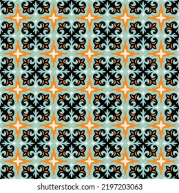 Seamless pattern of tiles. Vintage decorative design elements. Islam, Arabic, Indian, ottoman handdrawn motifs. Perfect for printing on fabric or paper.