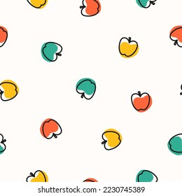 Seamless pattern with tiny colorful apples