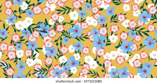 seamless pattern with tiny flowers in watercolor style