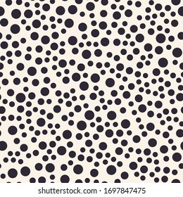 Seamless pattern of tiny random geometric elements. Monochrome. Black-white background. Abstract texture for printing fabrics, textiles, wallpaper. Vector.