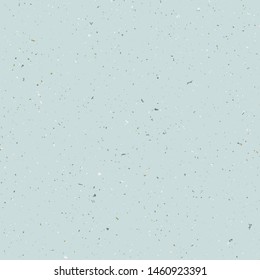 Seamless pattern with tiny speckled irregular recycled shapes. Natural rough handmade craft paper texture in aqua blue.  
