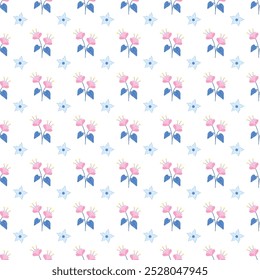 Seamless pattern with tiny spring flowers in cottage style.