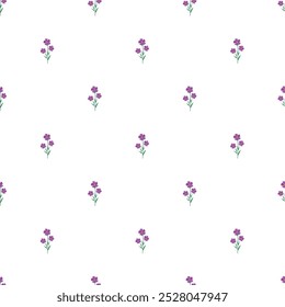 Seamless pattern with tiny spring flowers in cottage style.